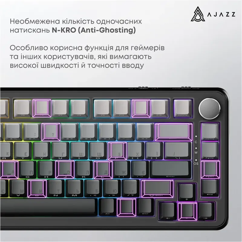 Клавіатура Ajazz AK820 MAX Magnetic Switch RGB USB Gradient Black