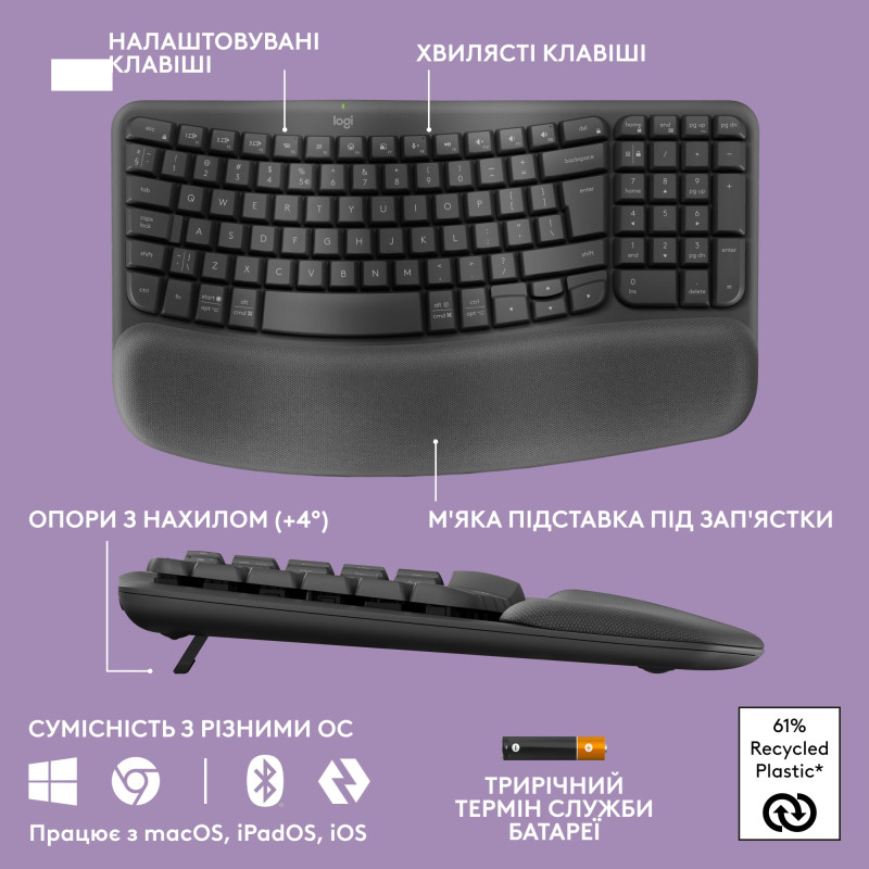 Logitech Wave Keys Bluetooth/Wireless Black (920-012304)