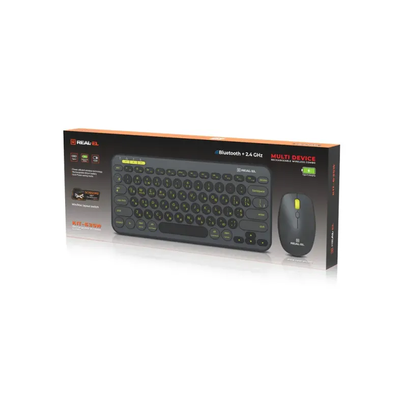 Комплект REAL-EL KIT-635W Wireless/Bluetooth Black (EL123100057)