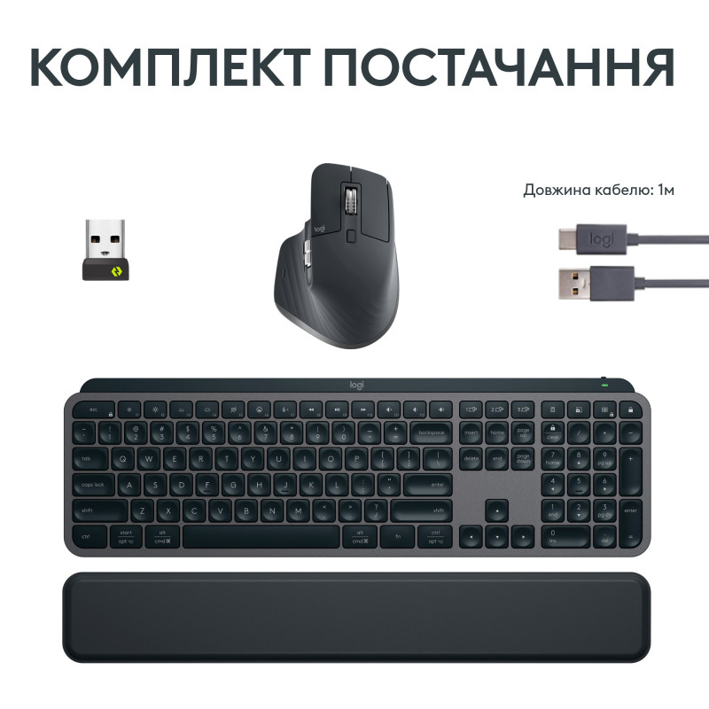 Комплект Logitech MX Keys S PLUS PALMREST + MX Master 3S Combo Graphite UA (920-011614)