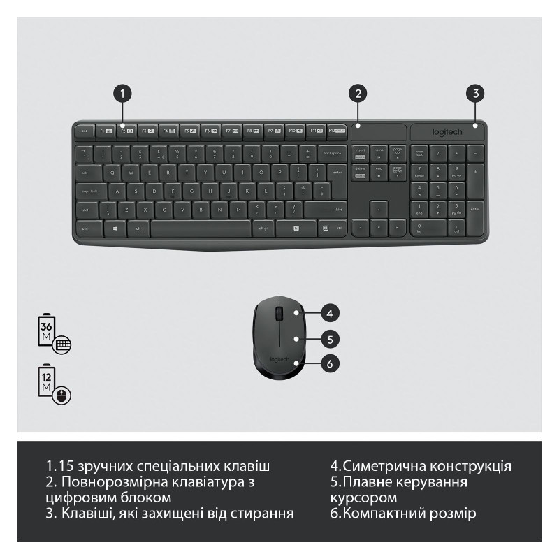 Комплект Logitech MK235 WL (920-007948, 920-007931)