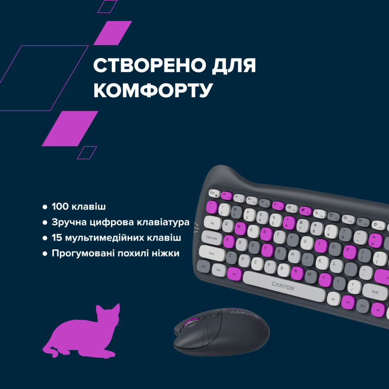 Комплект Canyon HSET-W6 Kitty Edition Violet (CNS-HSETW6VT)