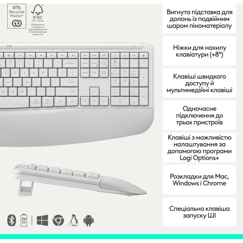 Комплект Logitech Signature Comfort Plus MK880 Wireless/USB-C for Business UA Off-White (920-014033)