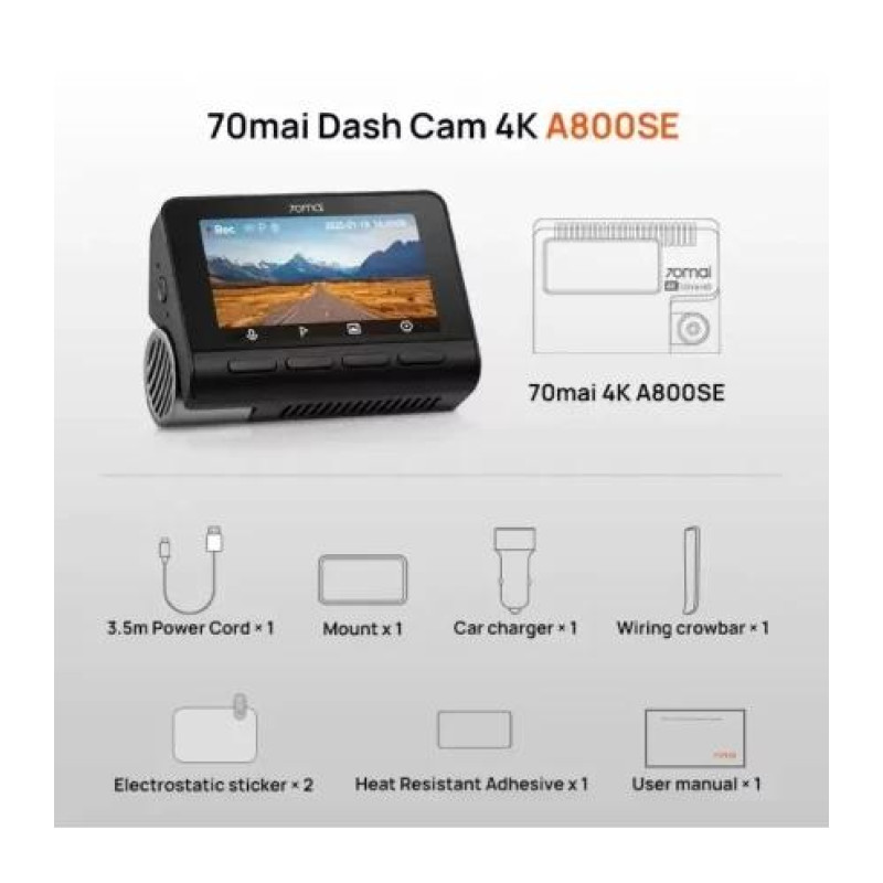 Відеореєстратор 70mai Dash Cam 4K A800SE-2 Set