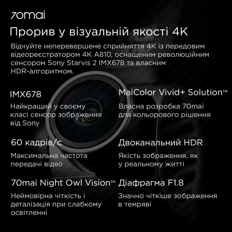 Відеореєстратор 70mai Dash Cam 4K A810S-2 Set