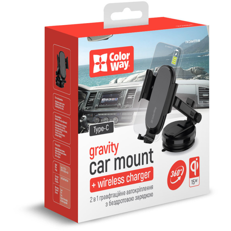 Автомобільний тримач ColorWay CW-CHAW037Q-BK