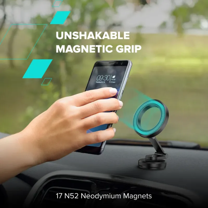 Автомобильный держатель Canyon Magnetic phone holder OnGrip 10 aluminum Black (CNS-CCHM10)