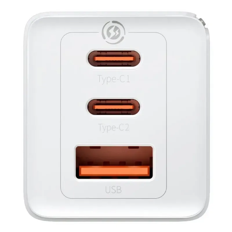 Зарядний пристрій Baseus GaN5 Pro Fast Charger 2C+U 65W White w/Type-C to Type-C (CCGP120202)