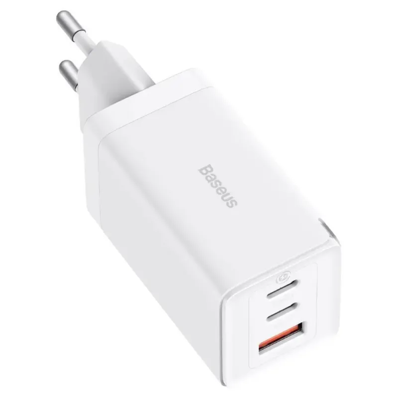 Зарядний пристрій Baseus GaN5 Pro Fast Charger 2C+U 65W White w/Type-C to Type-C (CCGP120202)
