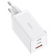 Зарядний пристрій Baseus GaN5 Pro Fast Charger 2C+U 65W White w/Type-C to Type-C (CCGP120202)