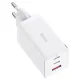 Зарядний пристрій Baseus GaN5 Pro Fast Charger 2C+U 65W White w/Type-C to Type-C (CCGP120202)