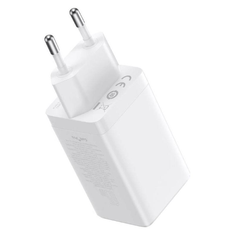 Зарядний пристрій Baseus GaN5 Pro Fast Charger 2C+U 65W White w/Type-C to Type-C (CCGP120202)