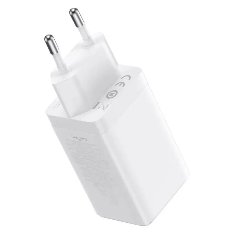 Зарядний пристрій Baseus GaN5 Pro Fast Charger 2C+U 65W White w/Type-C to Type-C (CCGP120202)