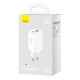 Зарядний пристрій Baseus GaN5 Pro Fast Charger 2C+U 65W White w/Type-C to Type-C (CCGP120202)