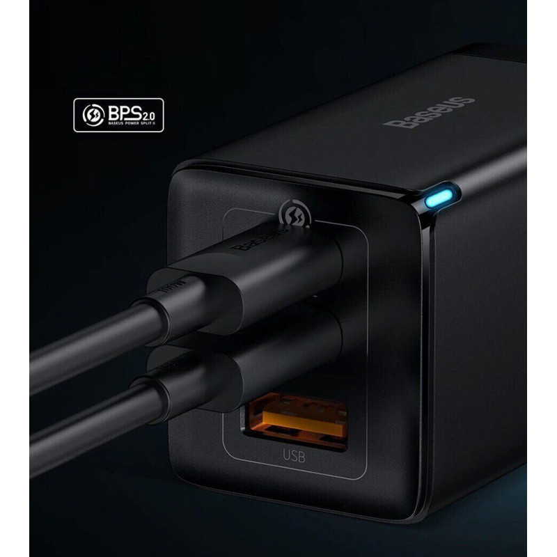 Зарядний пристрій Baseus GaN5 Pro Fast Charger 65W Black Type-C to Type-C cable (CCGP120201)