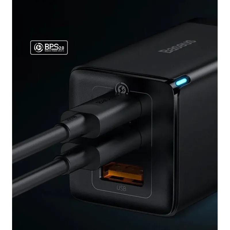 Зарядний пристрій Baseus GaN5 Pro Fast Charger 65W Black Type-C to Type-C cable (CCGP120201)