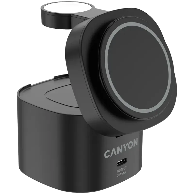 Зарядное устройство Canyon 4-in-1 wireless charging stand 30W Black (CNS-WCS405B)