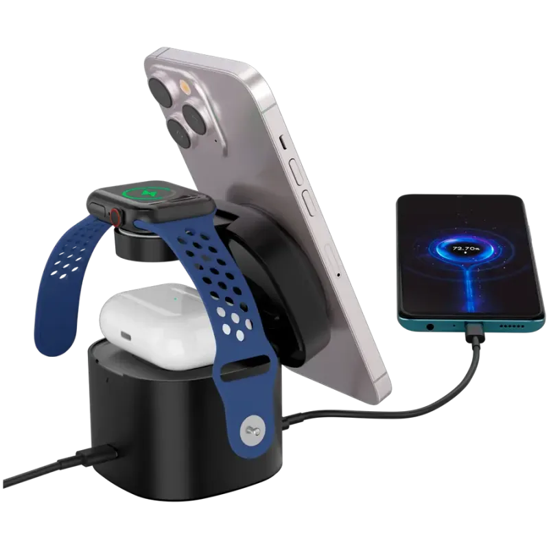 Зарядное устройство Canyon 4-in-1 wireless charging stand 30W Black (CNS-WCS405B)