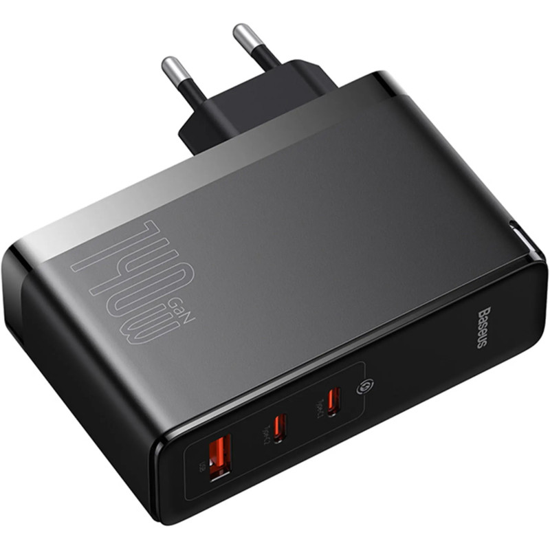 Зарядний пристрій Baseus GaN5 Pro Fast Charger 2C+U 140W Black w/Type-C to Type-C cable (CCGP100201)