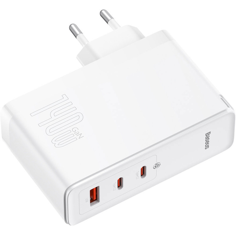 Baseus GaN5 Pro Fast Charger 2C+U 140W White w/Type-C to Type-C cable (CCGP100202)
