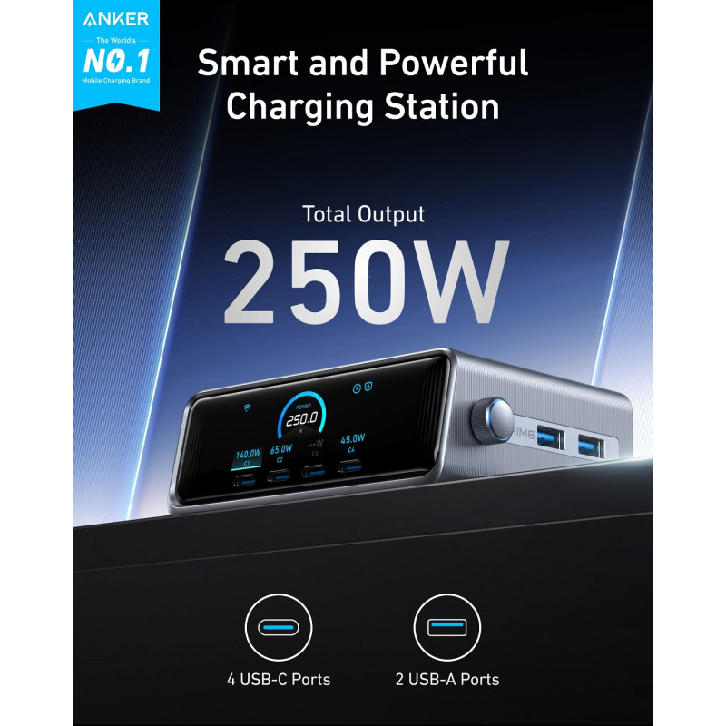 Зарядний пристрій Anker Prime Charger 250W GaNPrime (A2345341)