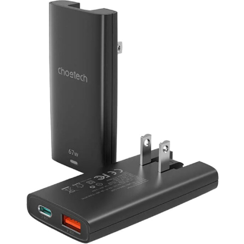 Choetech PD6011 67W GaN Ultra Thin Wall Charger Black (PD6011-EU-BK)
