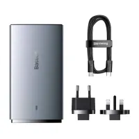 Зарядное устройство Baseus GaN5 Pro Ultra-Slim Fast Charger C+U 65W Overseas Edition Gray + Type-C to Type-C (CCGP150113)