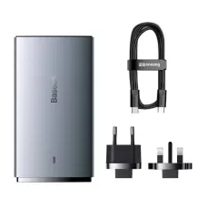 Зарядное устройство Baseus GaN5 Pro Ultra-Slim Fast Charger C+U 65W Overseas Edition Gray + Type-C to Type-C (CCGP150113)