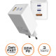 Зарядний пристрій Sigma мобільний X-Power 65W GaN, PD, QC (2xUSB-C + 1xUSB-A) White (PS65-01)