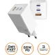 Зарядний пристрій Sigma мобільний X-Power 65W GaN, PD, QC (2xUSB-C + 1xUSB-A) White (PS65-01)