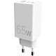 Зарядний пристрій Sigma мобільний X-Power 65W GaN, PD, QC (2xUSB-C + 1xUSB-A) White (PS65-01)