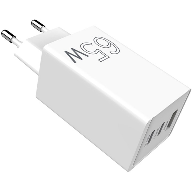 Зарядний пристрій Sigma мобільний X-Power 65W GaN, PD, QC (2xUSB-C + 1xUSB-A) White (PS65-01)