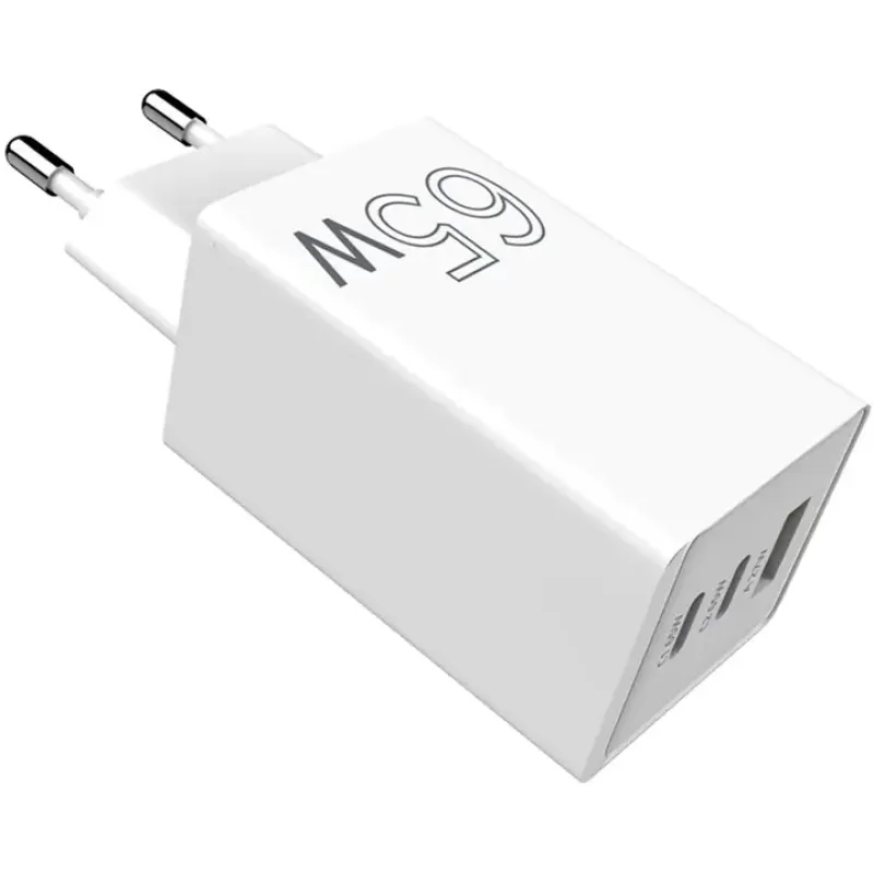 Зарядний пристрій Sigma мобільний X-Power 65W GaN, PD, QC (2xUSB-C + 1xUSB-A) White (PS65-01)