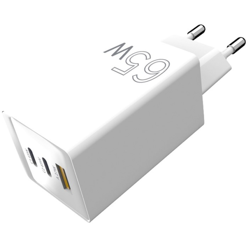 Зарядний пристрій Sigma мобільний X-Power 65W GaN, PD, QC (2xUSB-C + 1xUSB-A) White (PS65-01)