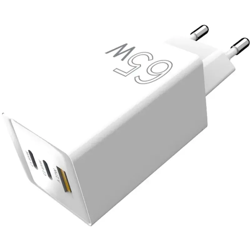 Зарядний пристрій Sigma мобільний X-Power 65W GaN, PD, QC (2xUSB-C + 1xUSB-A) White (PS65-01)