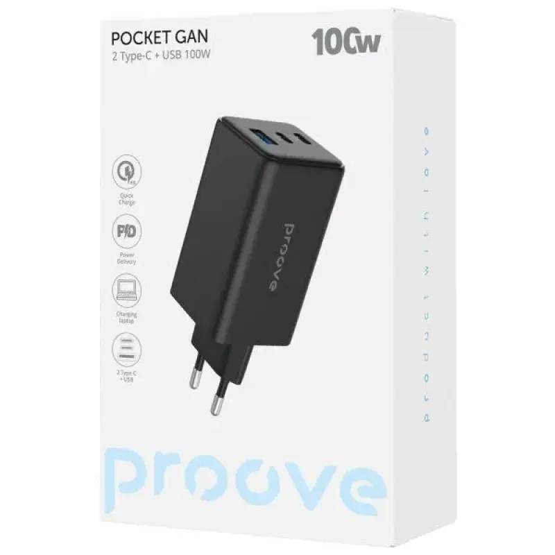 Зарядний пристрій Proove Pocket 100W GaN Black (WCPG10012201)