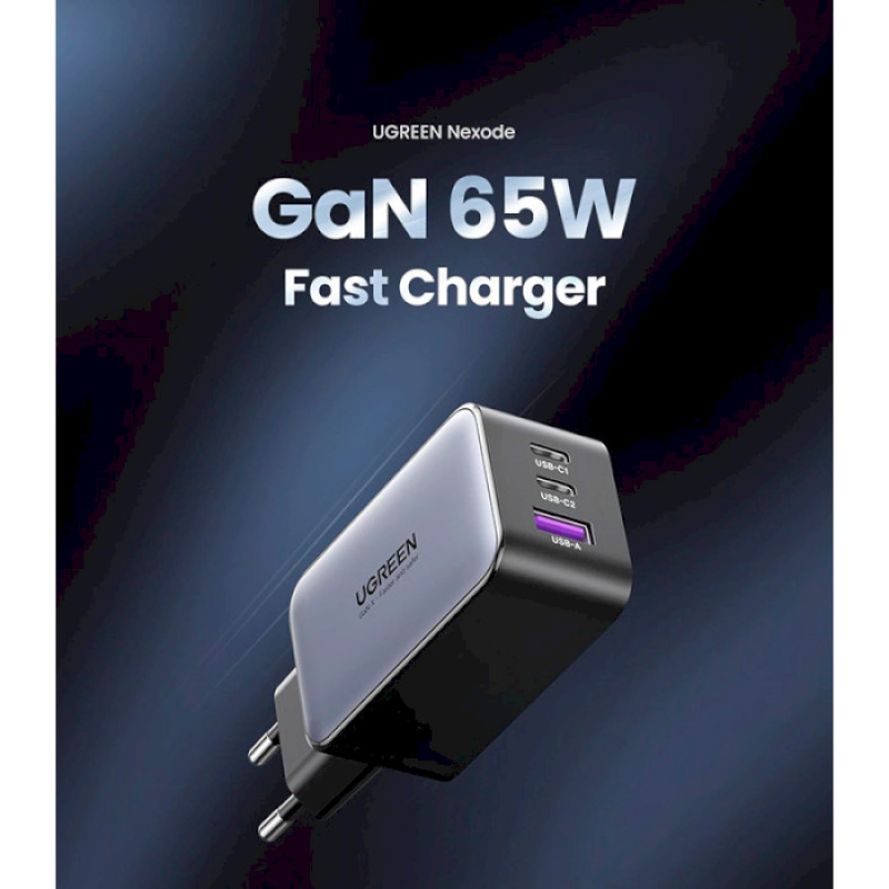 Зарядное устройство UGREEN CD244 GaN X 65W QC4.0 PD3.0 Black (10335)