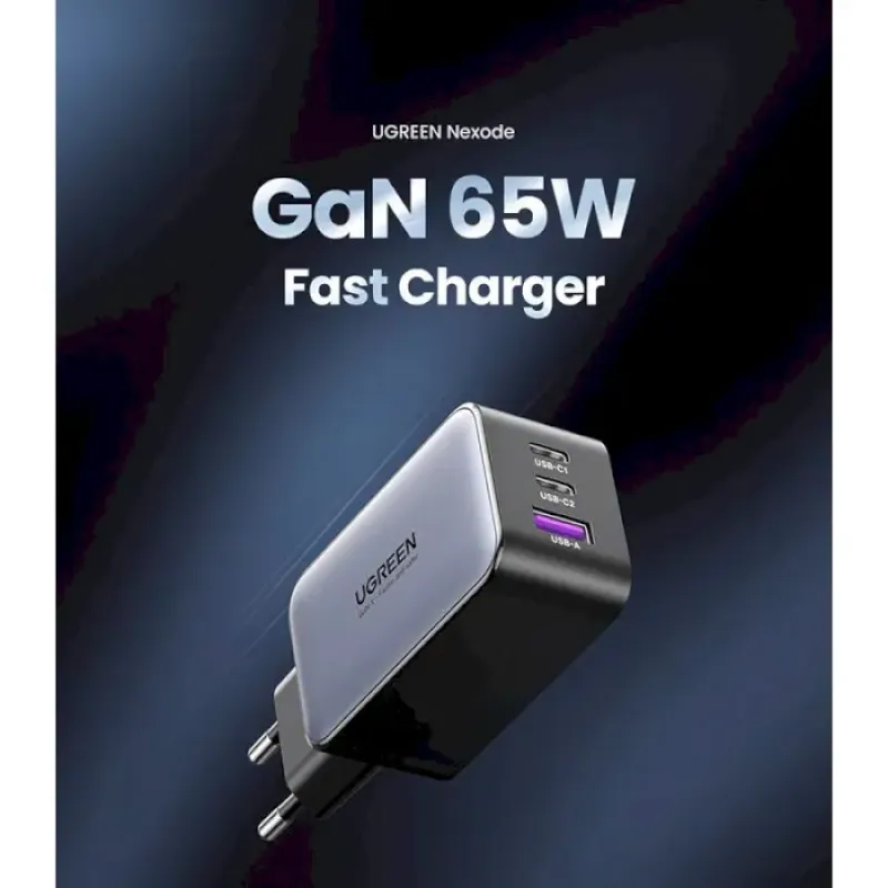 Зарядное устройство UGREEN CD244 GaN X 65W QC4.0 PD3.0 Black (10335)