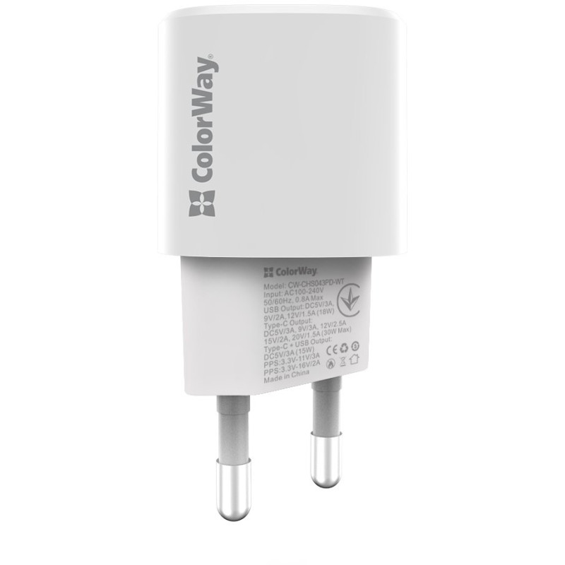 Зарядний пристрій ColorWay CW-CHS043PD-WT