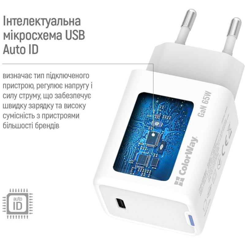 Зарядний пристрій ColorWay CW-CHS049PD-WT