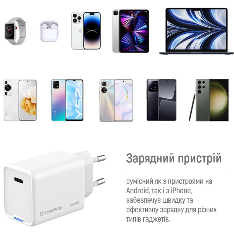 Зарядний пристрій ColorWay CW-CHS049PD-WT