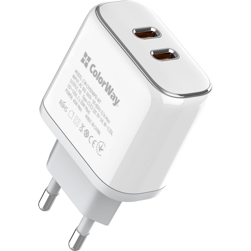 Зарядний пристрій ColorWay CW-CHS048PD-WT