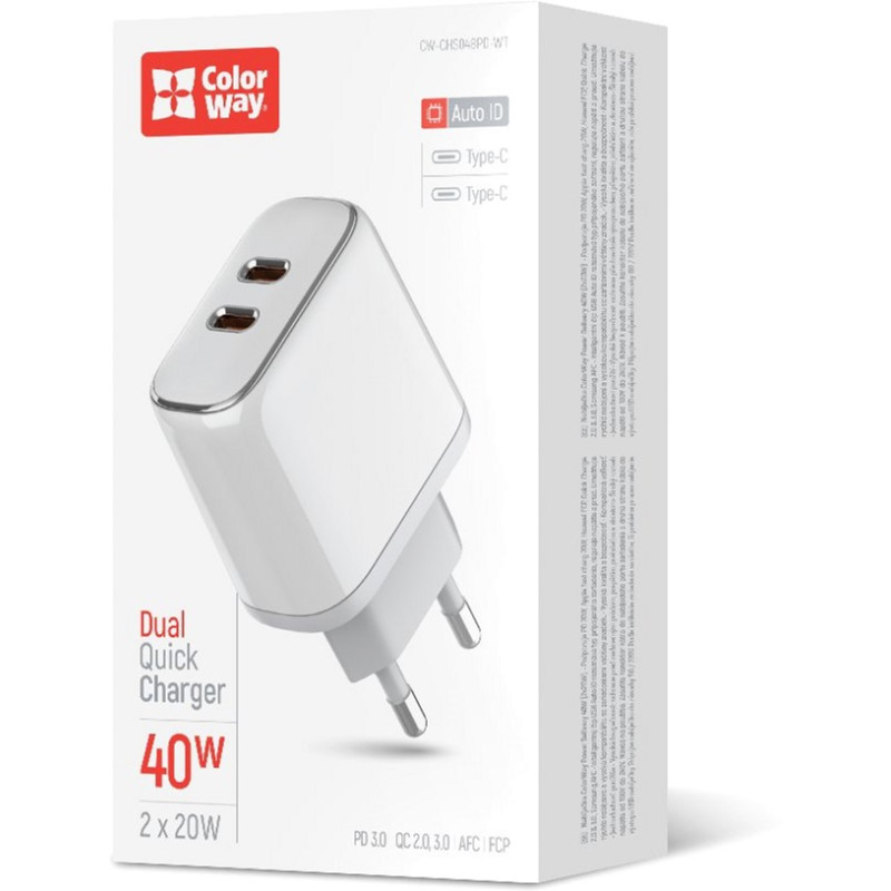 Зарядний пристрій ColorWay CW-CHS048PD-WT