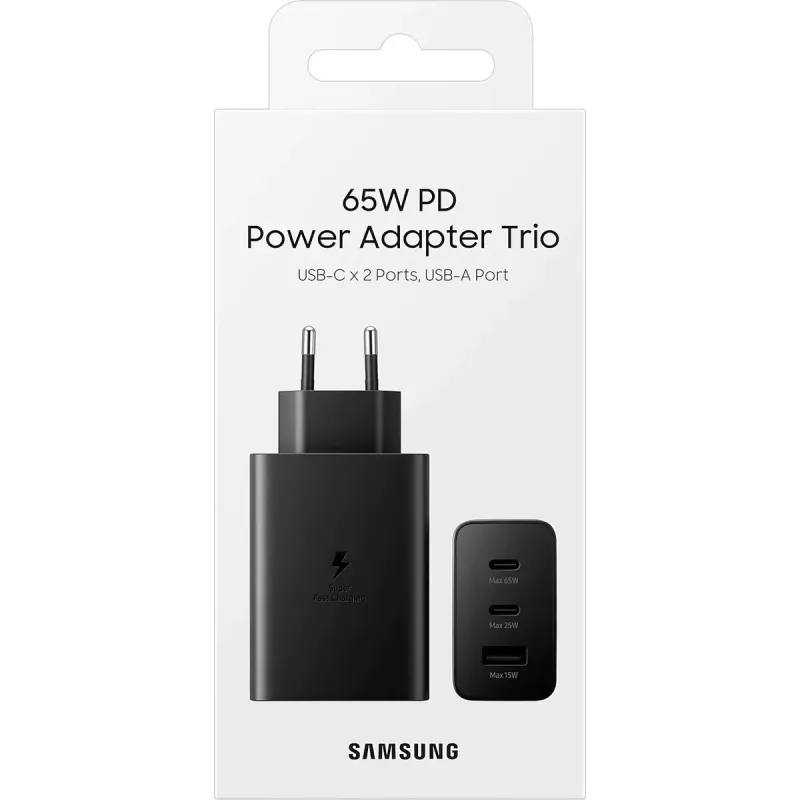Зарядное устройство Samsung 65W Power Adapter Trio w/o cable Black (EP-T6530NBEG)