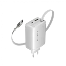 Зарядное устройство Canyon OnCharge 65RC Build-In Cable 65W White (CNS-CURC65ACW)