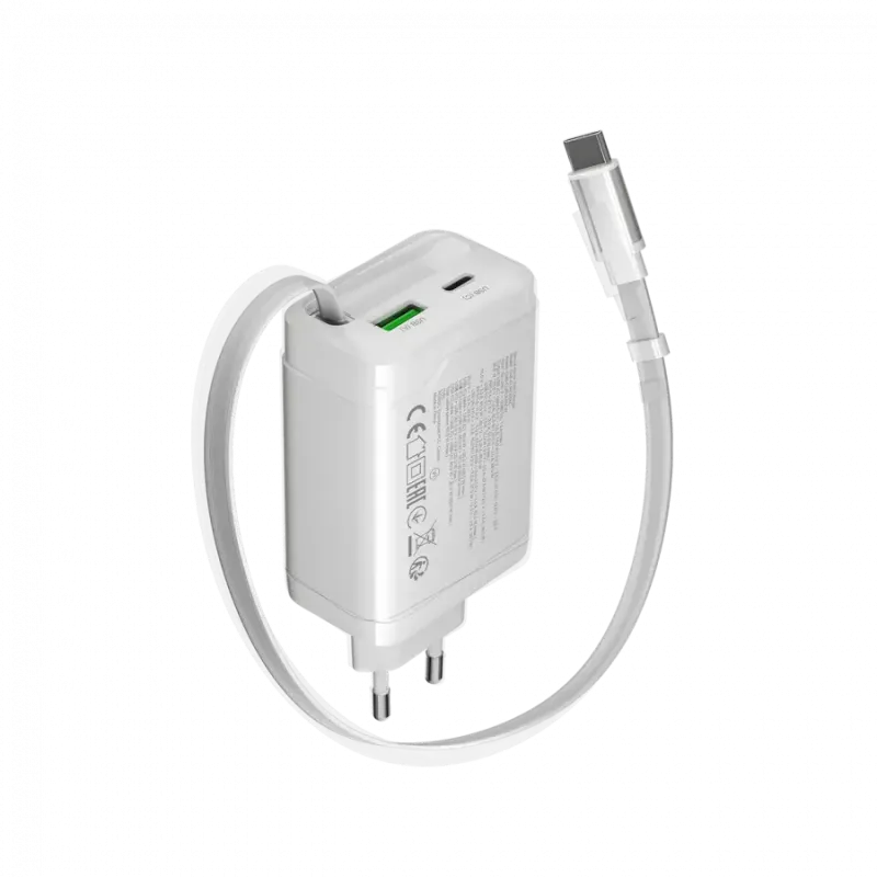 Зарядное устройство Canyon OnCharge 65RC Build-In Cable 65W White (CNS-CURC65ACW)