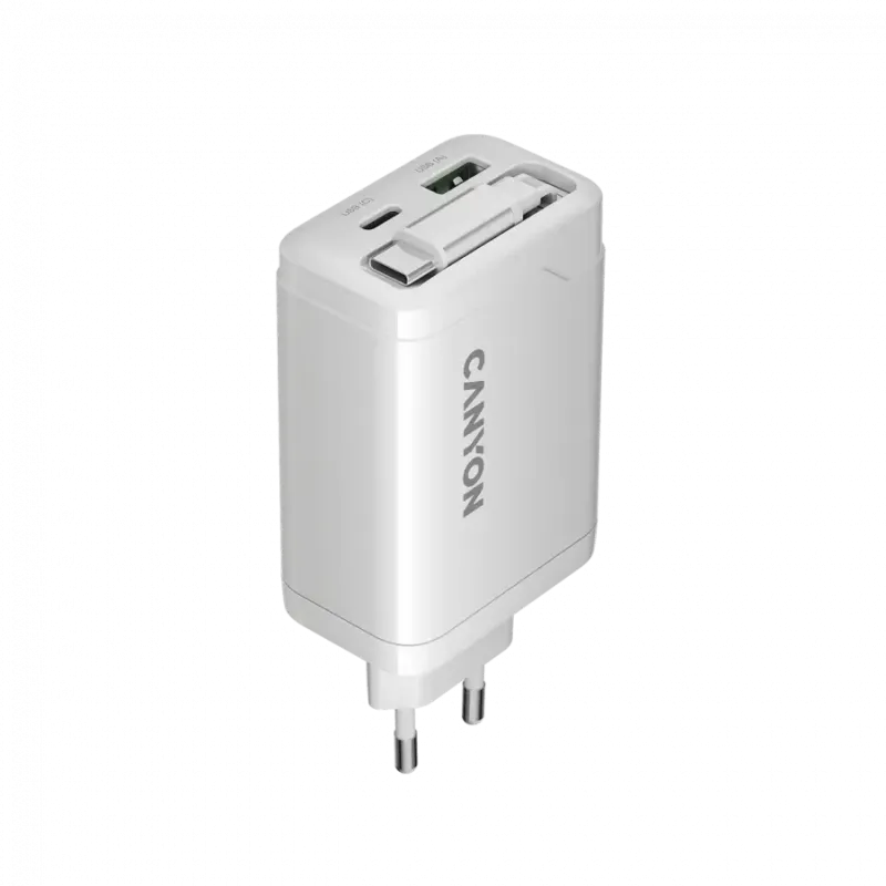 Зарядное устройство Canyon OnCharge 65RC Build-In Cable 65W White (CNS-CURC65ACW)