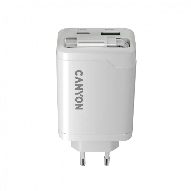Зарядное устройство Canyon OnCharge 65RC Build-In Cable 65W White (CNS-CURC65ACW)