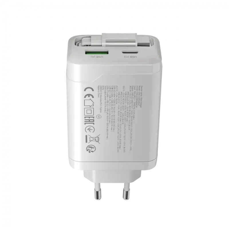 Зарядное устройство Canyon OnCharge 65RC Build-In Cable 65W White (CNS-CURC65ACW)