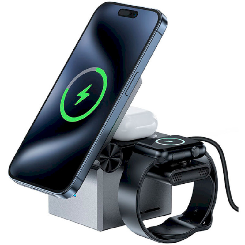 Зарядное устройство Acefast E18 Rubiks Cube Series Metal Gray (6974316282884)